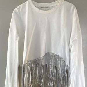 White and Silver Sweatshirt | Bachelorette Top